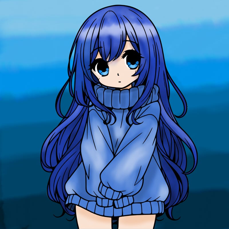 cute manga girl with long sweater