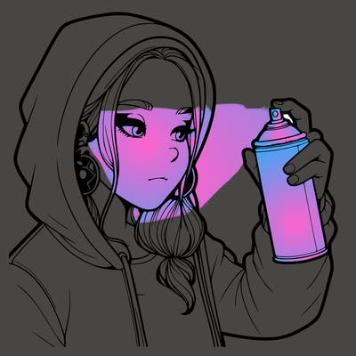 a realistic girl, spray painting