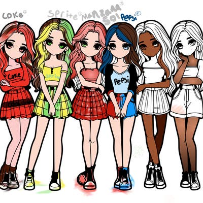 a group of girls realistic