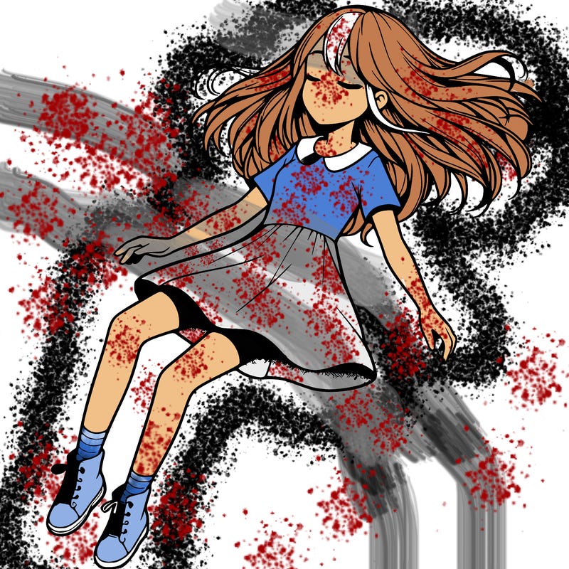 realistic girl floating