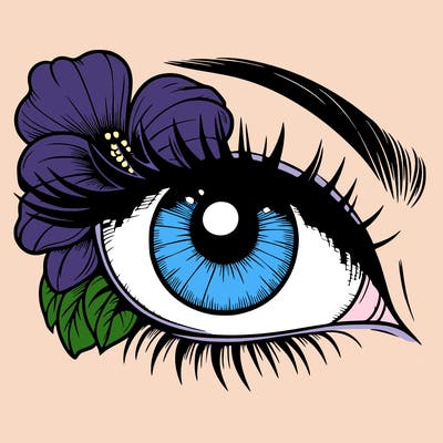 realistic eye with flower
