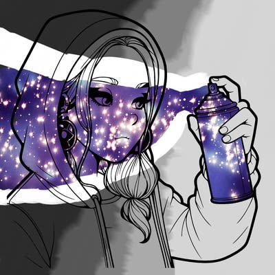 a realistic girl, spray painting