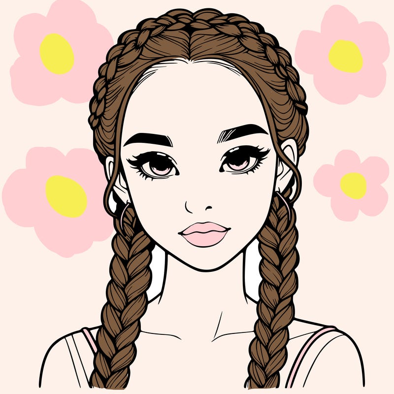 realistic girl with braids