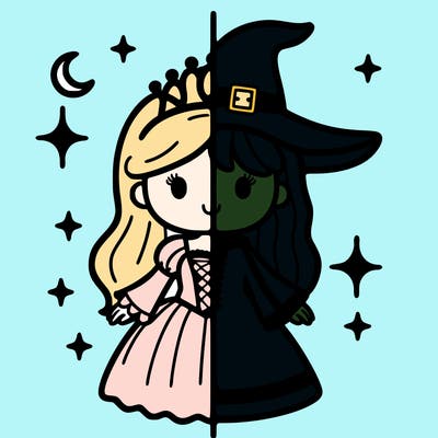 split princess and witch