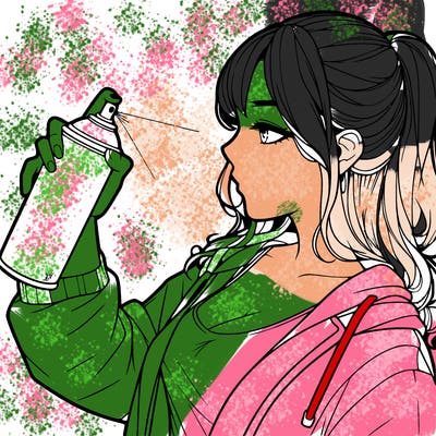 a realistic girl spray, painting