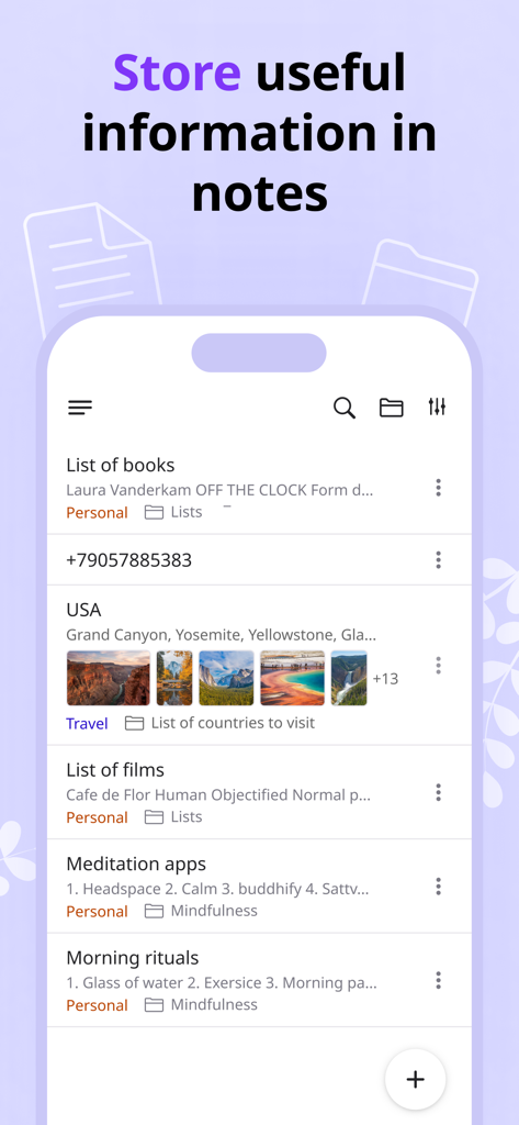 Listta: ToDo & Digital Planner - Listta app interface showing organized notes and categorized lists for daily planning.