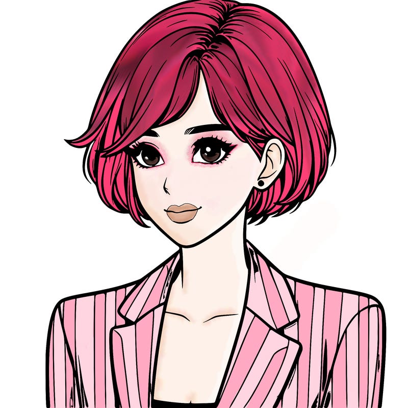 one beautiful girl realistic wearing suit with short hair
