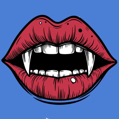 lips with vampire teeth