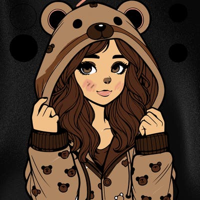 realistic girl in a animal pjs hoodie