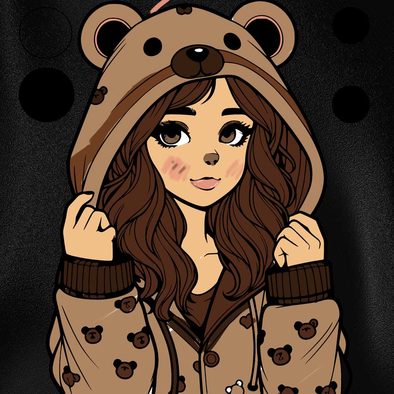 realistic girl in a animal pjs hoodie
