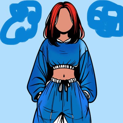 realistic girl faceless with baggy pants and a crop top