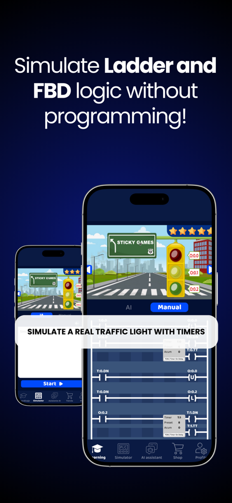 Interfaz de aplicación móvil para simular lógica Ladder PLC y automatización de semáforos