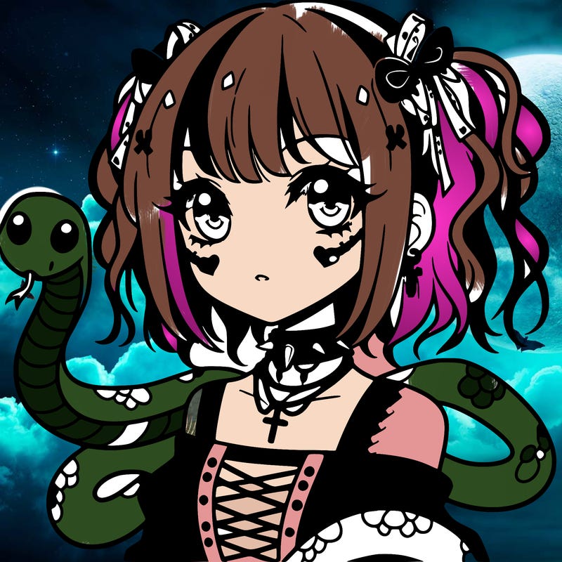 anime goth girl with snake