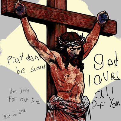 jesus realistic on the cross