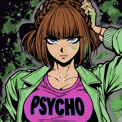 badass, pyscho female manga character