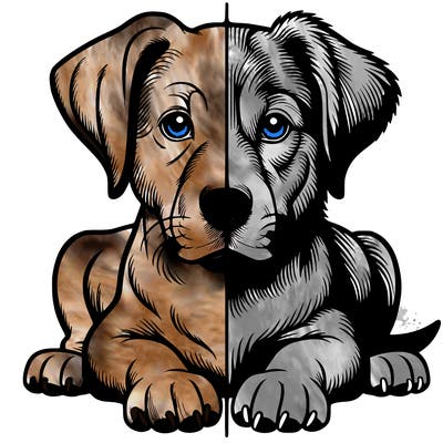 realistic dog split picture