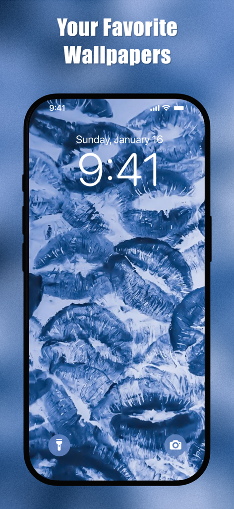 Blue Aesthetic Wallpapers - 多くのリッププリントパターンを備えた青い美的壁紙を表示するiPhoneロック画面