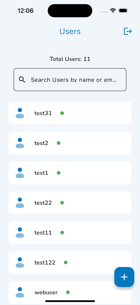 Drupal Admin - User management dashboard in Drupal Admin app showing a list of registered users.