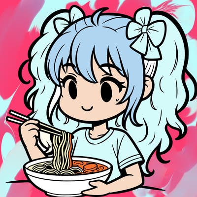 a girl eating ramen
