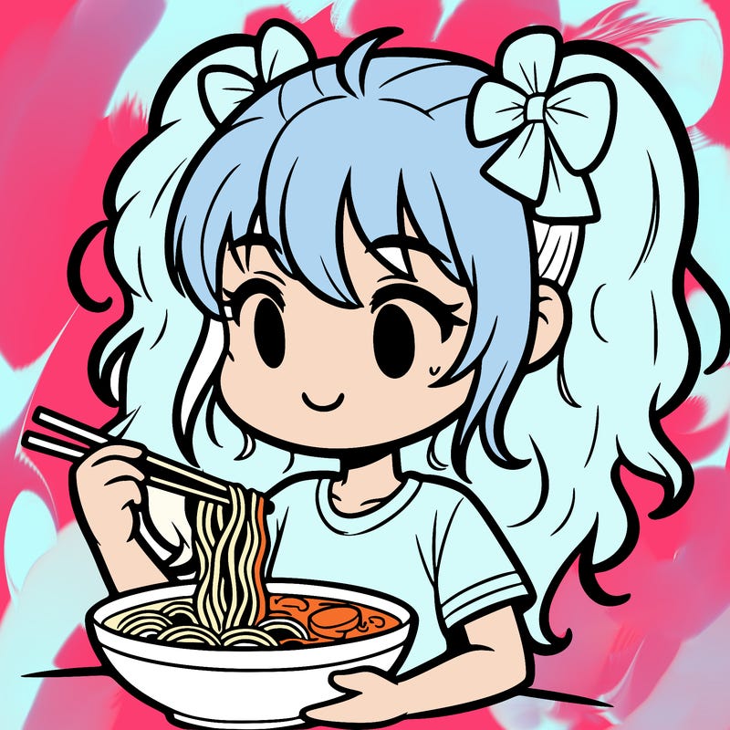 a girl eating ramen