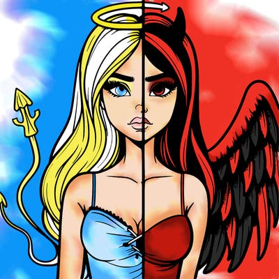 devil vs angel realistic girl