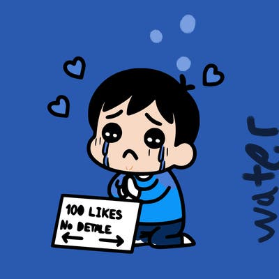 sad person begging for 100 likes