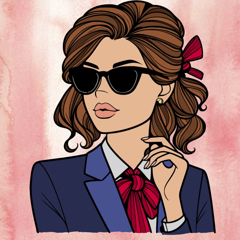 elegant woman in suit and sunglasses