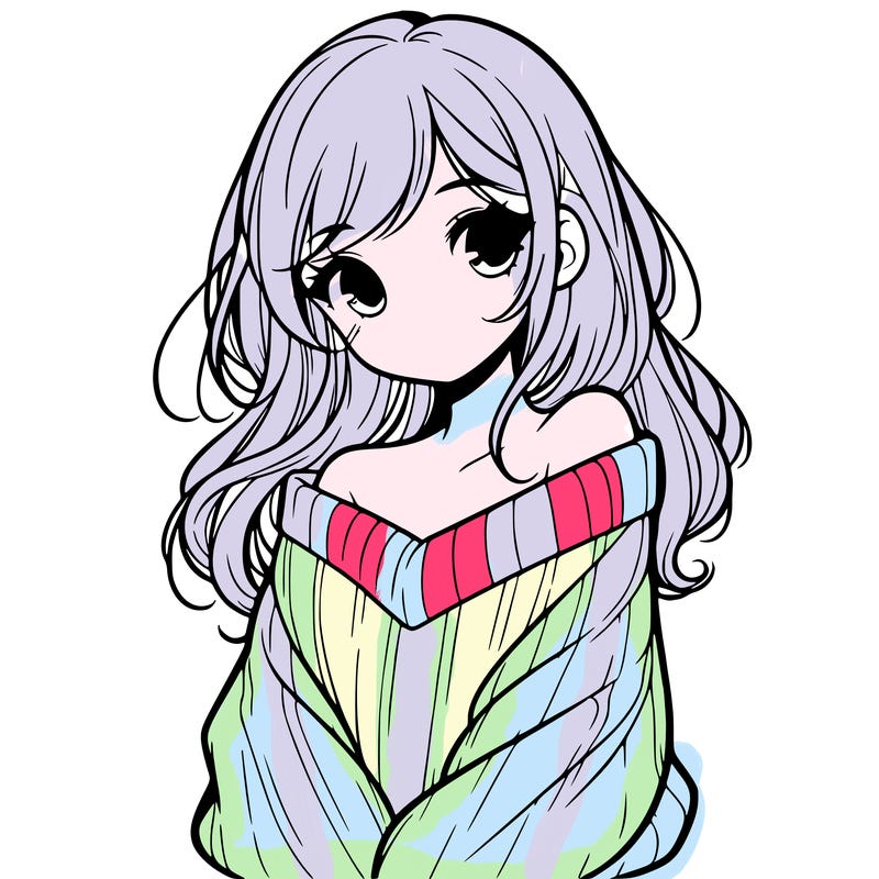 shy pretty girl wearing a sweater that is falling off one shoulder portrait