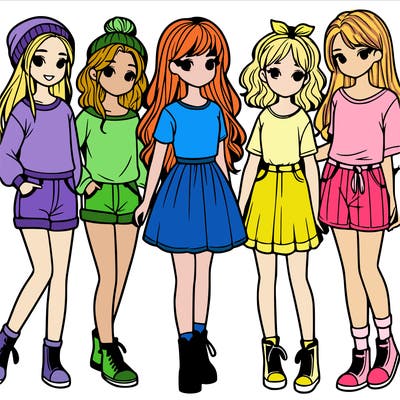 a group of five girls