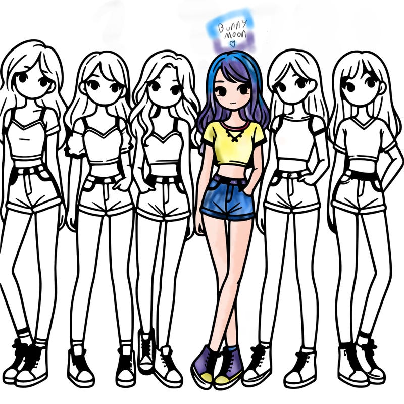 a group of girls wearing crop tops and shorts