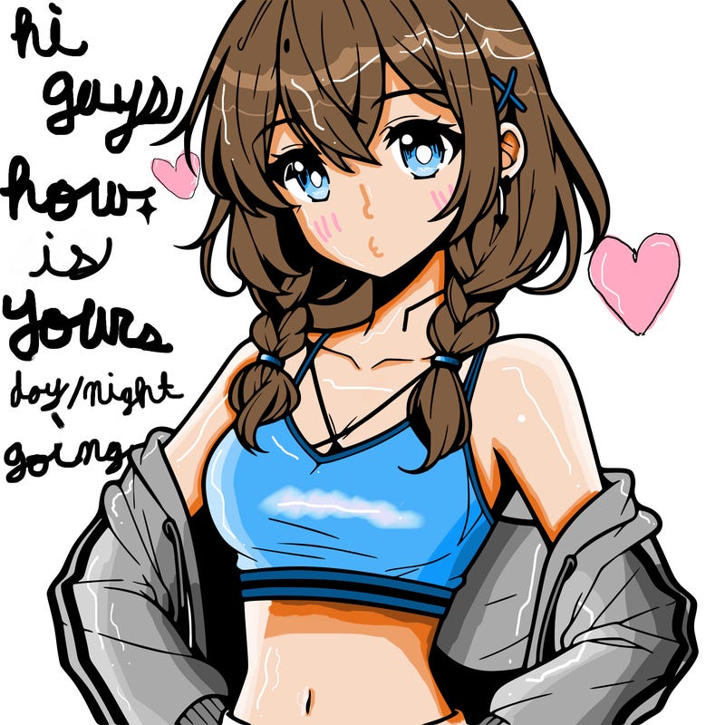 anime girl wearing crop top