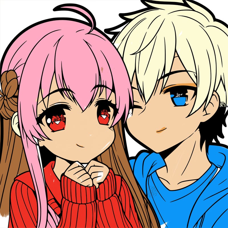 anime girl and boy in love