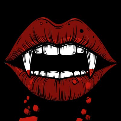 lips with vampire teeth