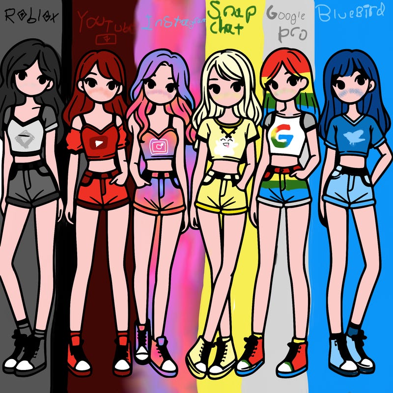 a group of girls wearing crop tops and shorts