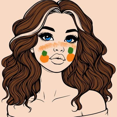 realistic girl with wavy hair and lips