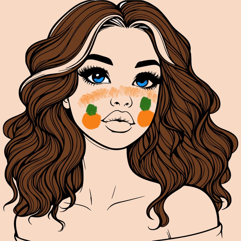 realistic girl with wavy hair and lips