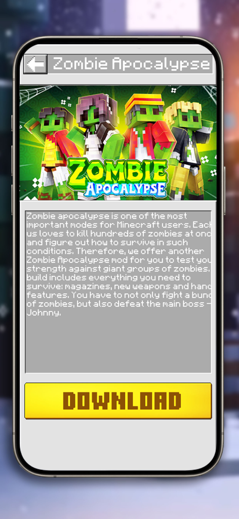 Plants & Zombies Mods & Skins - Minecraft Zombie Apocalypse mod description and download screen