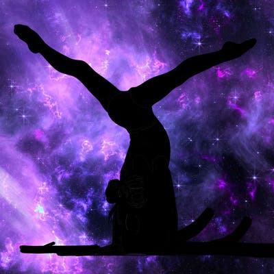 realistic gymnastic hand stand girl in four splits