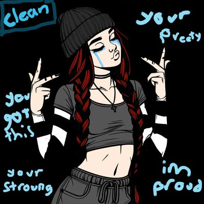 realistic teenage girl with braids and a beanie and crop top doing 🫶🏼