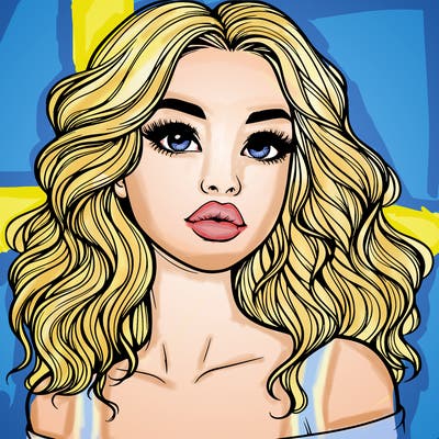 realistic girl with wavy hair and lips