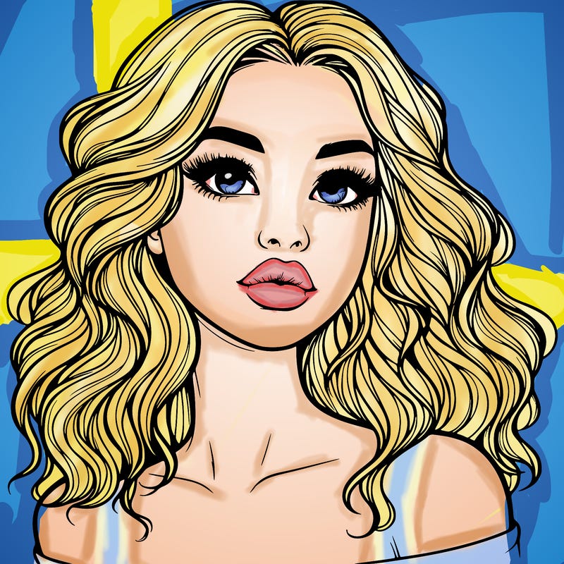 realistic girl with wavy hair and lips