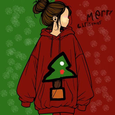 realistic girl with a oversized sweatshirt on and a bun