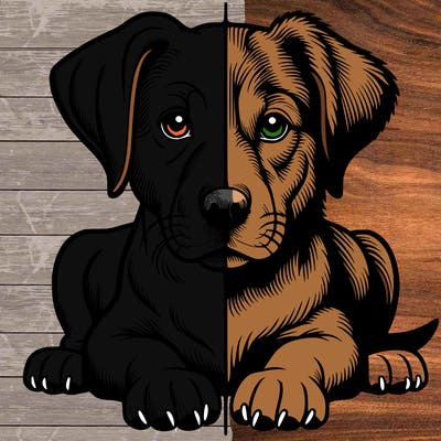 realistic dog split picture