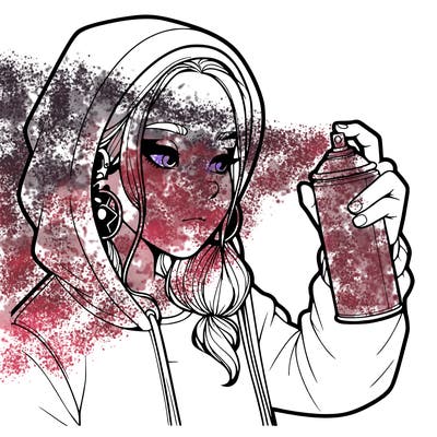 a realistic girl, spray painting