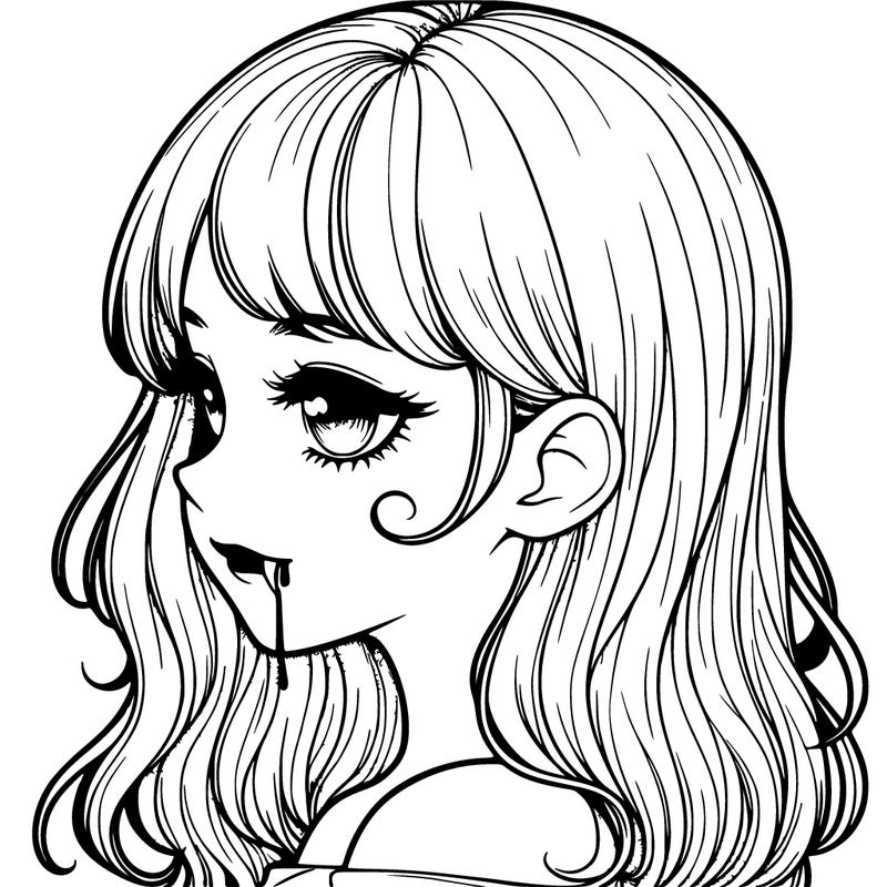 realistic girl turned to the side with a vampire bite