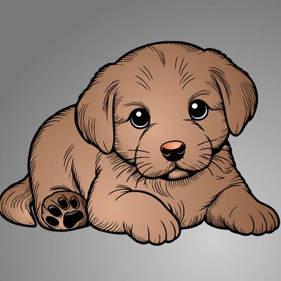 a cute realistic puppy