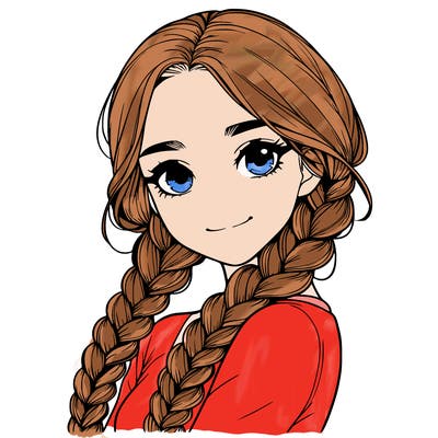 realistic girl with braids