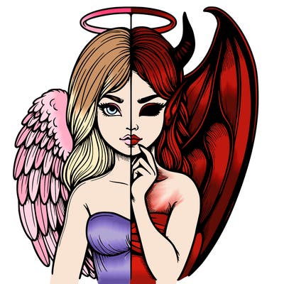 realistic angel half demon