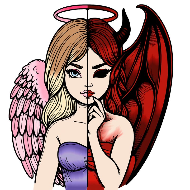 realistic angel half demon