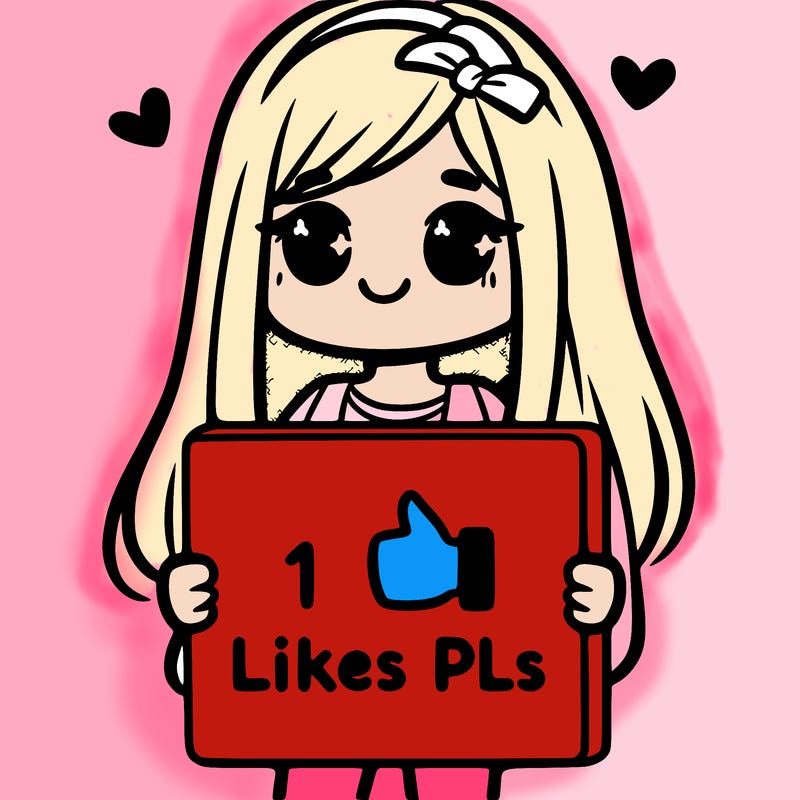 girl holding a sign saying 10 likes pls
